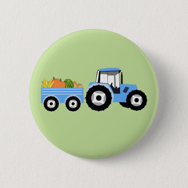 Macaron Rond 5 Cm Production de Camion Blue Tracteur (Devant)