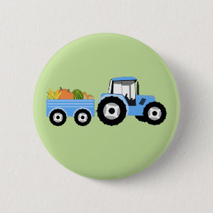 Macaron Rond 5 Cm Production de Camion Blue Tracteur