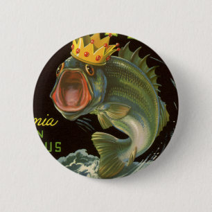Macaron Rond 5 Cm Produit vintage Can Étiquette Art, Kingfish Aspara