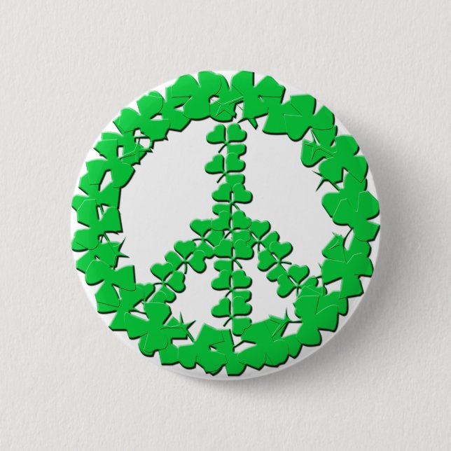 Macaron Rond 5 Cm Produits de signe de paix de shamrock (Devant)