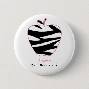 Macaron Rond 5 Cm Professeur d'Apple d'impression de zèbre