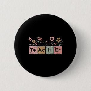 Macaron Rond 5 Cm Professeur de sciences Tableau périodique Floral P