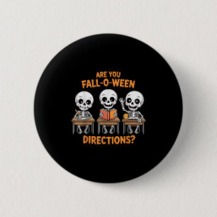 Macaron Rond 5 Cm Professeur squelette d'Halloween êtes-vous tombé O