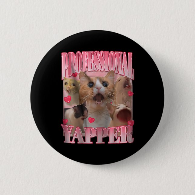 Macaron Rond 5 Cm Professional Yapper Chat Drôle Mème (Devant)