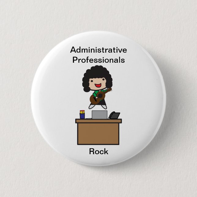 Macaron Rond 5 Cm Professionnels de l'administration Rock (cheveux f (Devant)