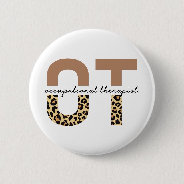 Macaron Rond 5 Cm Professithérapeute OT cheetah cadeaux (Devant)