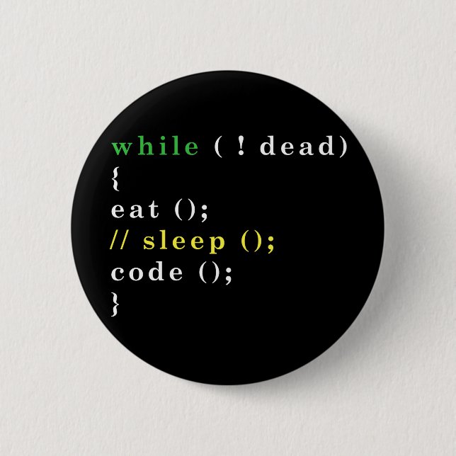 Macaron Rond 5 Cm Programme Eat Code Sleep (Devant)