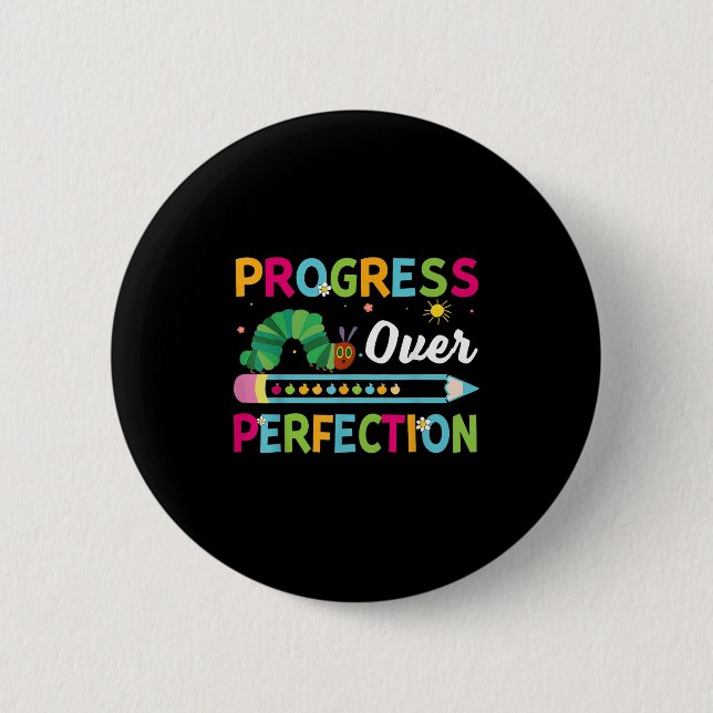 Macaron Rond 5 Cm Progress Over Perfection Motivational Quote Studen (Devant)