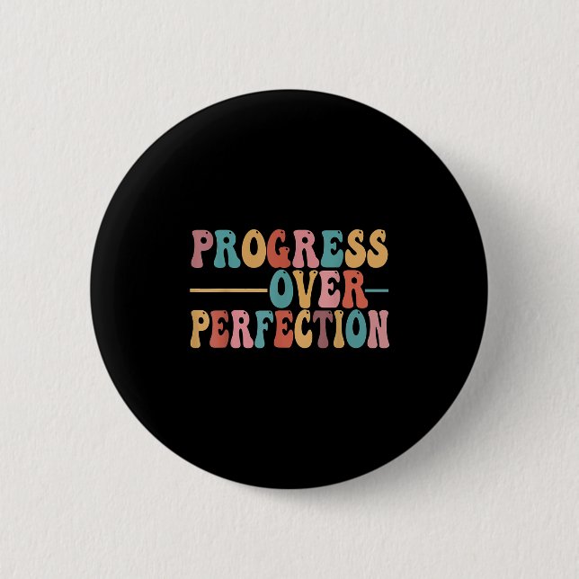 Macaron Rond 5 Cm Progress Over Perfection Motivational Teacher For  (Devant)