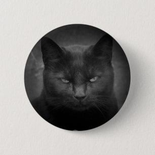 Macaron Rond 5 Cm Projecteur fou de chat noir