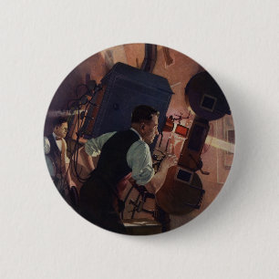 Macaron Rond 5 Cm Projectioniste de cinéma, Vintage Business