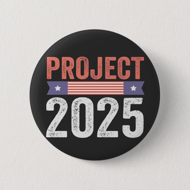 Macaron Rond 5 Cm Projet 2025 Trump American Patroitic T-Shirt (Devant)