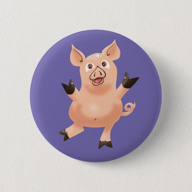 Macaron Rond 5 Cm Prolonger le cochon sur le pourpre (Devant)
