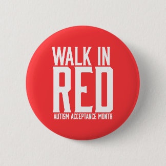 Macaron Rond 5 Cm Promenade dans le bouton rouge d'acceptation