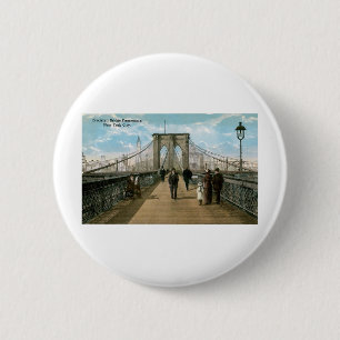 Macaron Rond 5 Cm Promenade de pont de Brooklyn, New York City