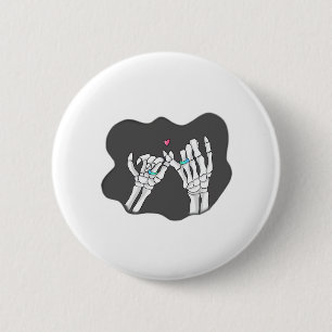 Macaron Rond 5 Cm Promesse des mains de Skeleton Heart