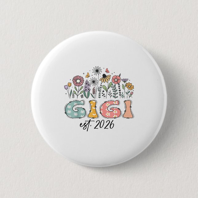Macaron Rond 5 Cm Promoted To Gigi Est. 2026 Wildflower Family Match (Devant)