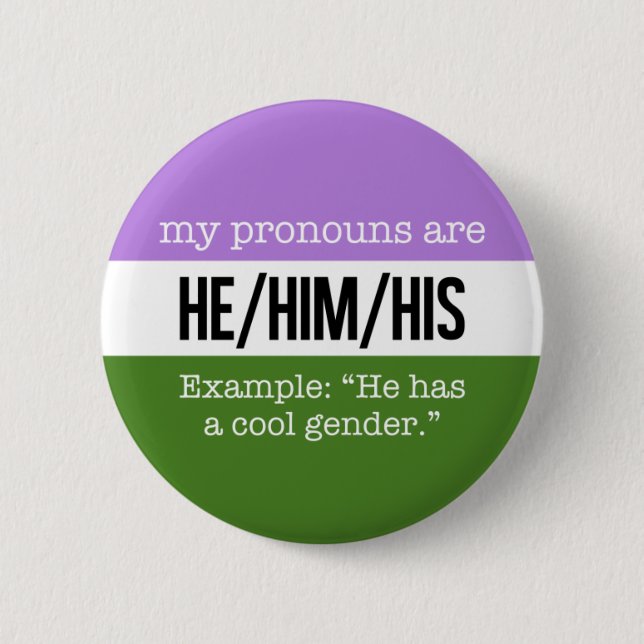 Macaron Rond 5 Cm Pronoms de He/Him - drapeau de Genderqueer (Devant)