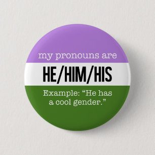 Macaron Rond 5 Cm Pronoms de He/Him - drapeau de Genderqueer