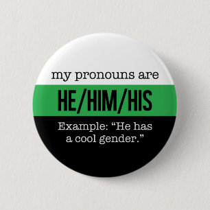 Macaron Rond 5 Cm Pronoms de He/Him - drapeau de Neutrois