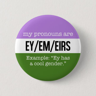 Macaron Rond 5 Cm Pronoms d'Ey/Em - drapeau de Genderqueer