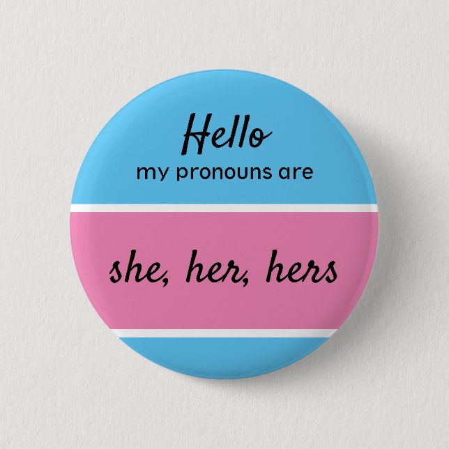 Macaron Rond 5 Cm Pronouns genre - Elle, elle, ses Pronouns (Femme) (Devant)