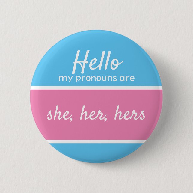 Macaron Rond 5 Cm Pronouns genre - Elle, elle, ses Pronouns (Femme) (Devant)