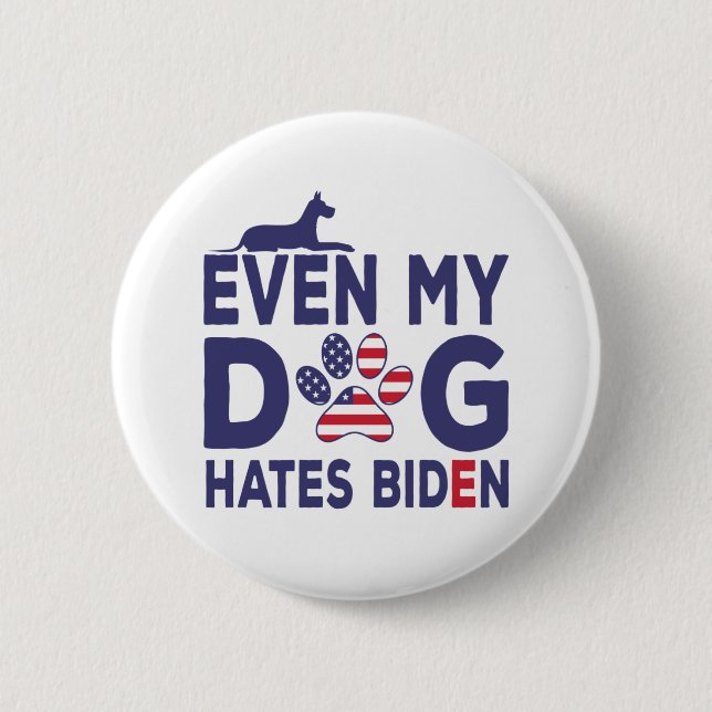 Macaron Rond 5 Cm Propriétaire de chien anti Biden - Même mon chien  (Devant)