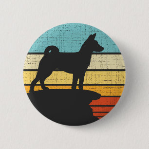 Macaron Rond 5 Cm Propriétaire de chiot Basenji Retro Vintage chien