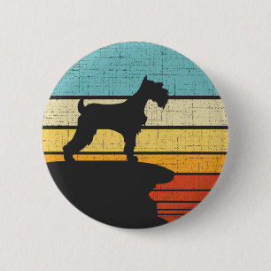 Macaron Rond 5 Cm Propriétaire de Schnauzer Retro Vintage Chien Pupp