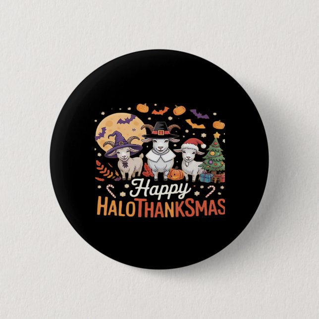 Macaron Rond 5 Cm Propriétaires Amoureux des animaux heureux Halloth (Devant)
