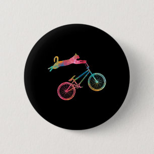 Macaron Rond 5 Cm Propriétaires de chats motards cyclisme en montagn