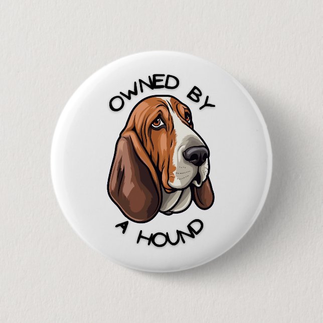 Macaron Rond 5 Cm Propriété de quelqu'un Basset Hound (Devant)