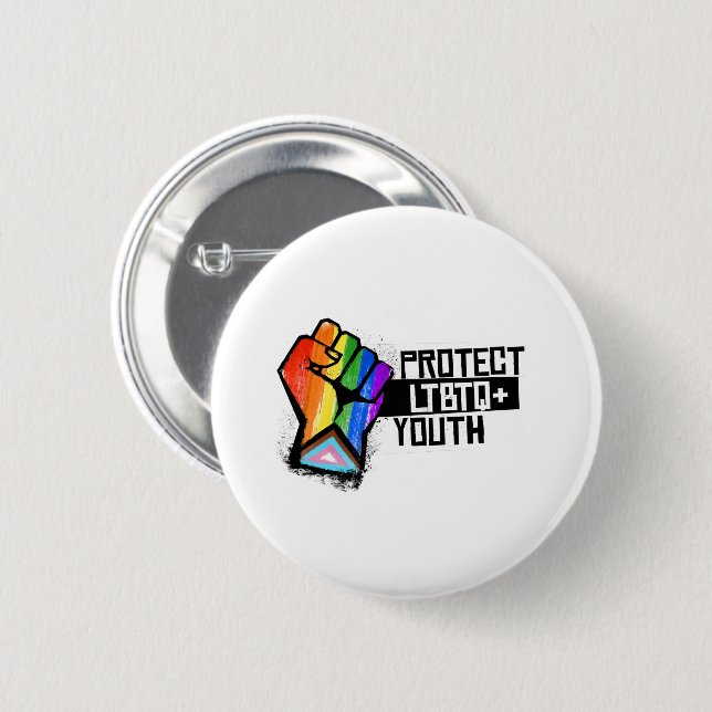 Macaron Rond 5 Cm Protéger les jeunes LGBTQ (Devant & derrière)