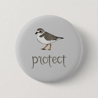 Macaron Rond 5 Cm Protégez l'oiseau de pluvier sifflant