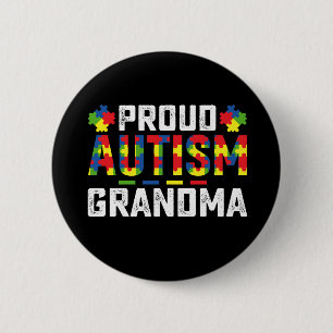 Macaron Rond 5 Cm Proud Autism Grandma Awareness Autistic Family
