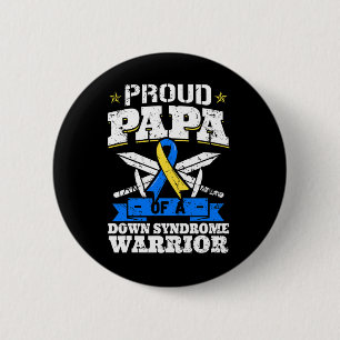 Macaron Rond 5 Cm Proud Papa Of A Down Syndrome Warrior Down's Triso