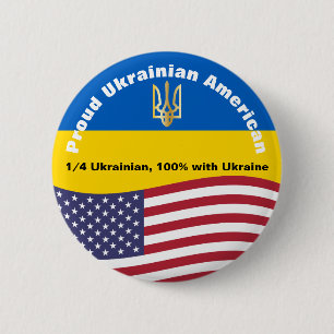 Macaron Rond 5 Cm Proud Ukrainian American Stand with Ukraine