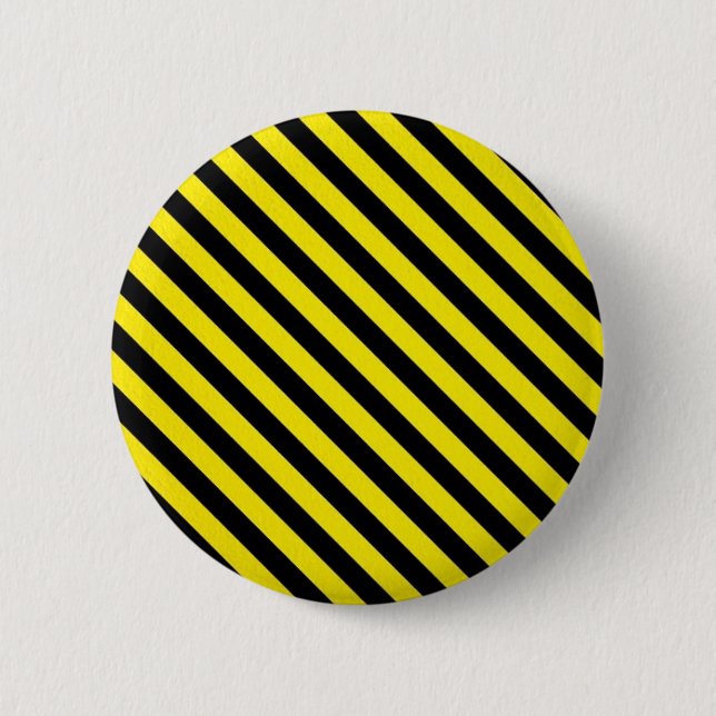 Macaron Rond 5 Cm prudence rayures noires jaunes en construction (Devant)