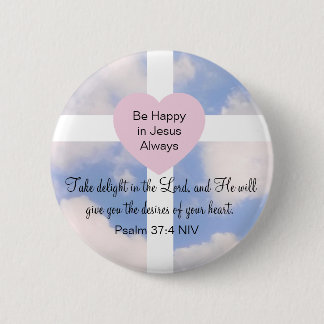 Macaron Rond 5 Cm Psalm Bible Verse Delight in the Lord Blue Sky 