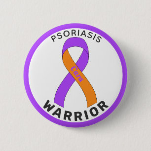 Macaron Rond 5 Cm Psoriasis Warrior Ribbon White Button