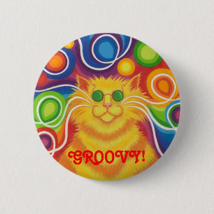 Macaron Rond 5 Cm Psy-chat-delic "super !" insigne de bouton