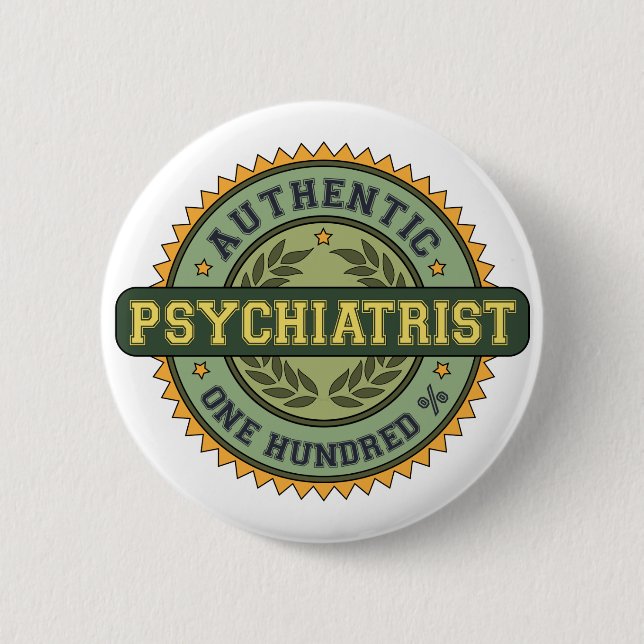 Macaron Rond 5 Cm Psychiatre authentique (Devant)