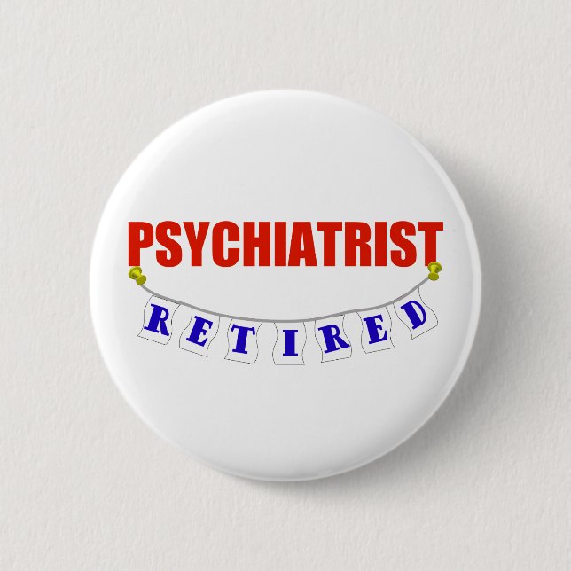 MACARON ROND 5 CM PSYCHIATRE RETRAITÉ (Devant)