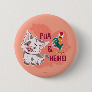 Macaron Rond 5 Cm Pua & Heihei Nom floral Graphique