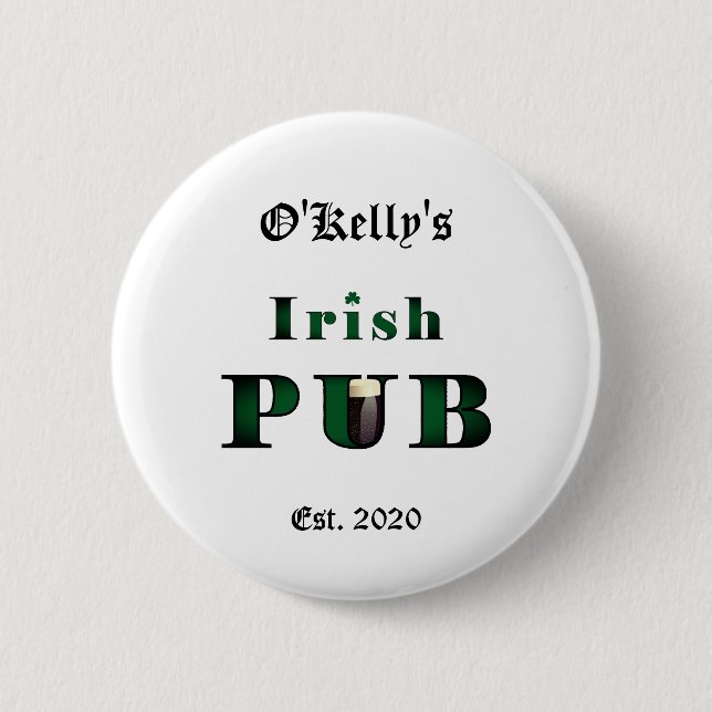 Macaron Rond 5 Cm Pub Bar Irlandais Tavern Bouton Pin (Devant)