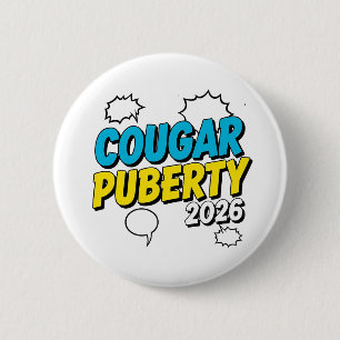 Macaron Rond 5 Cm Puberté Cougar 2026 Humour Rétro Ménopause Drôle