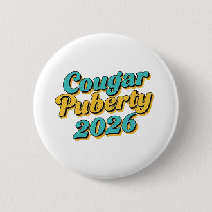 Macaron Rond 5 Cm Puberté Cougar 2026 Humour Rétro Ménopause Drôle