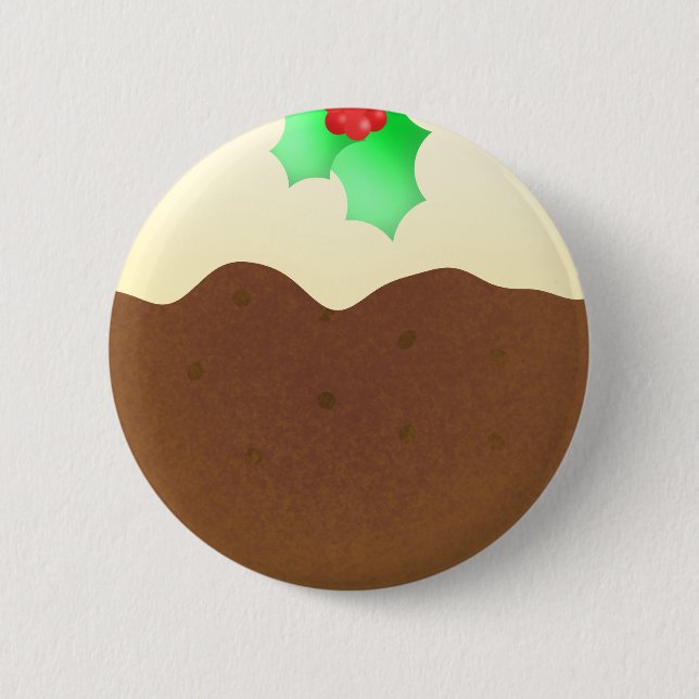 Macaron Rond 5 Cm Pudding de Noël - insigne de goupille (Devant)