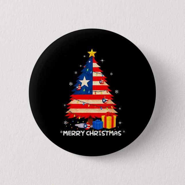 Macaron Rond 5 Cm Puerto Rico Flag Tree Lights Christmas Pajamas -co (Devant)